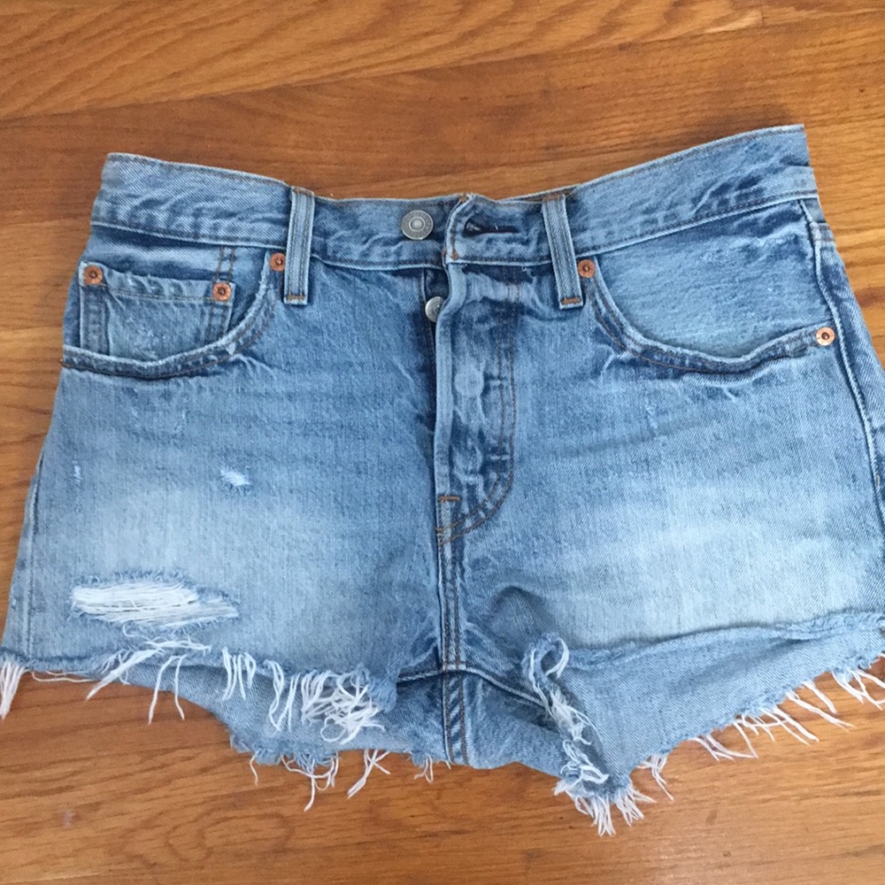 High rise denim shorts